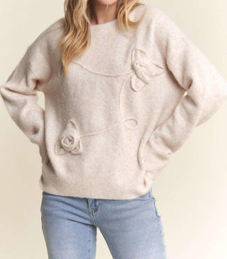 Adora - Floral Applique Soft Sweater