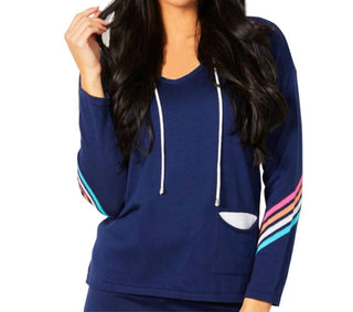 Angel Apparel - Moletom com capuz listrado e bolsos