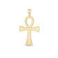 14k Yellow Gold High Polish Textured Ankh Pendant