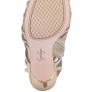 Jessica Simpson - Sandália feminina formal de salto agulha com strass dourado Opalite