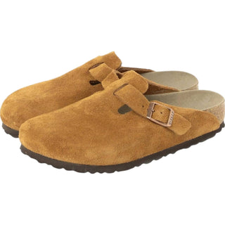 Birkenstock - Tamancos de couro Boston Suede femininos - ESTREITOS