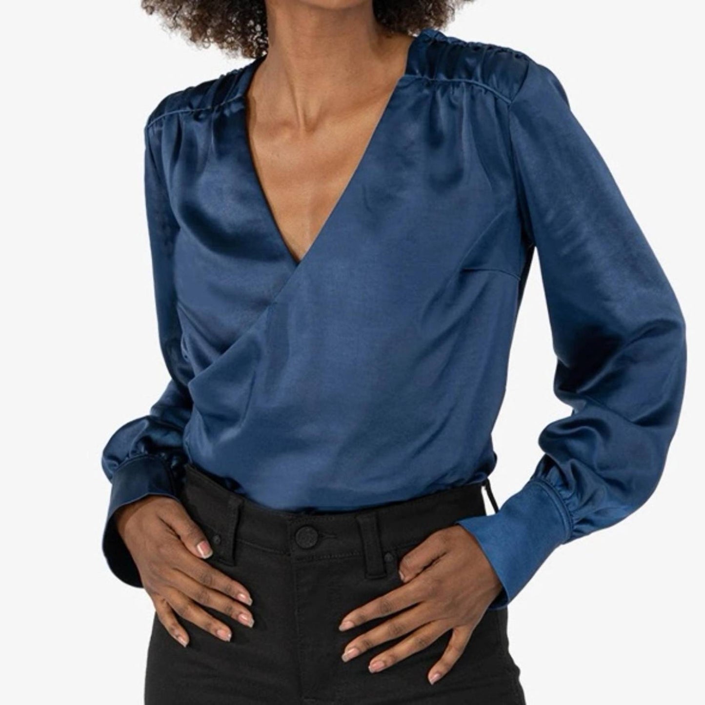 Kut From The Kloth - Long Sleeves Satin Top Blouse