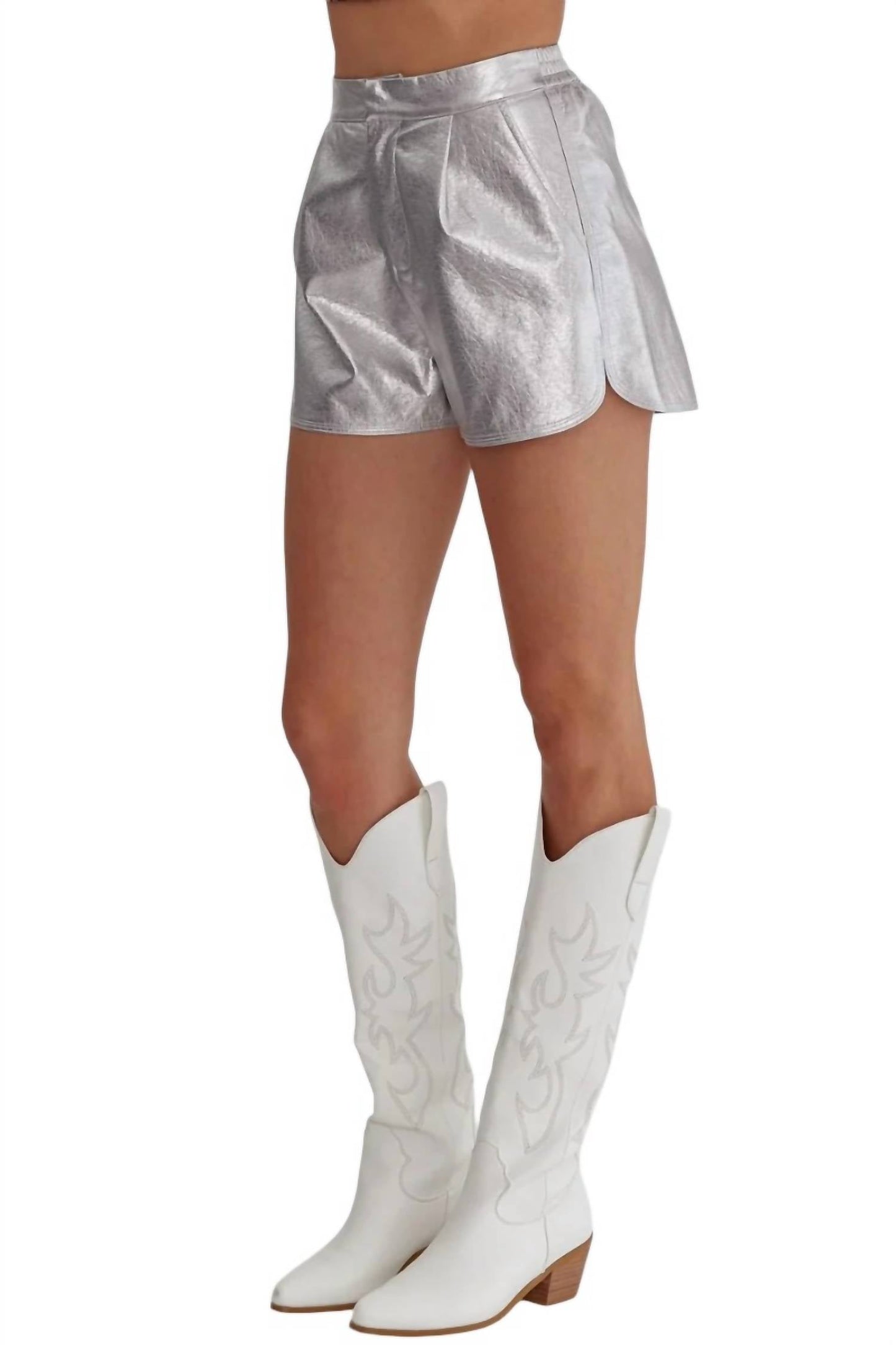 Entro - Pnina Metallic Vegan Leather Shorts