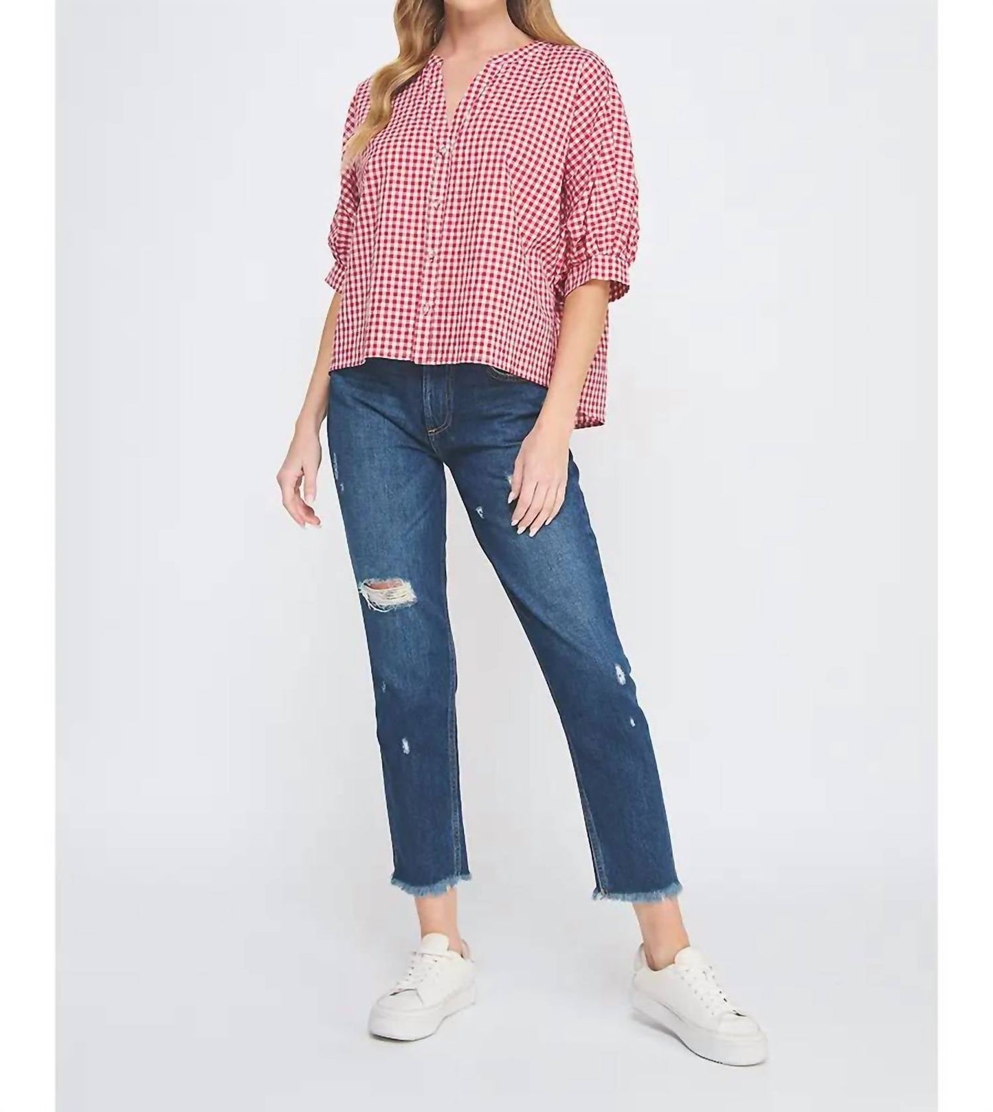 Allie Rose - Seersucker Dolman Top