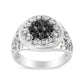 .925 Sterling Silver 1/4 Cttw White and Black Treated Diamond Halo Cluster Ring for Men (I-J Color, I3 Clarity) - Size 10
