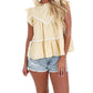 Blue Blush - Ribbon & Ruffle Contrast Top