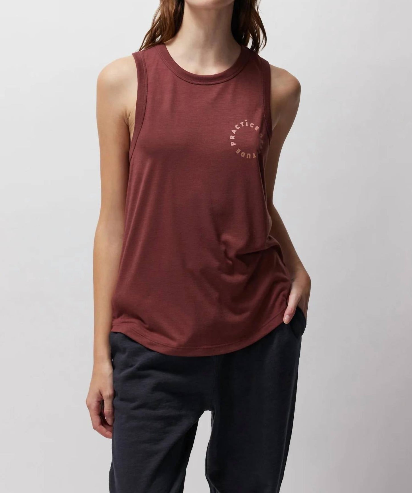 Spiritual Gangster - Practice Gratitude Namaste Double Twist Tank