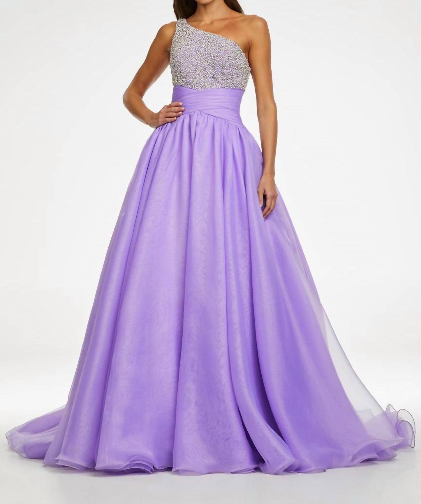 Ashleylauren - One Shoulder Organza Ball Gown