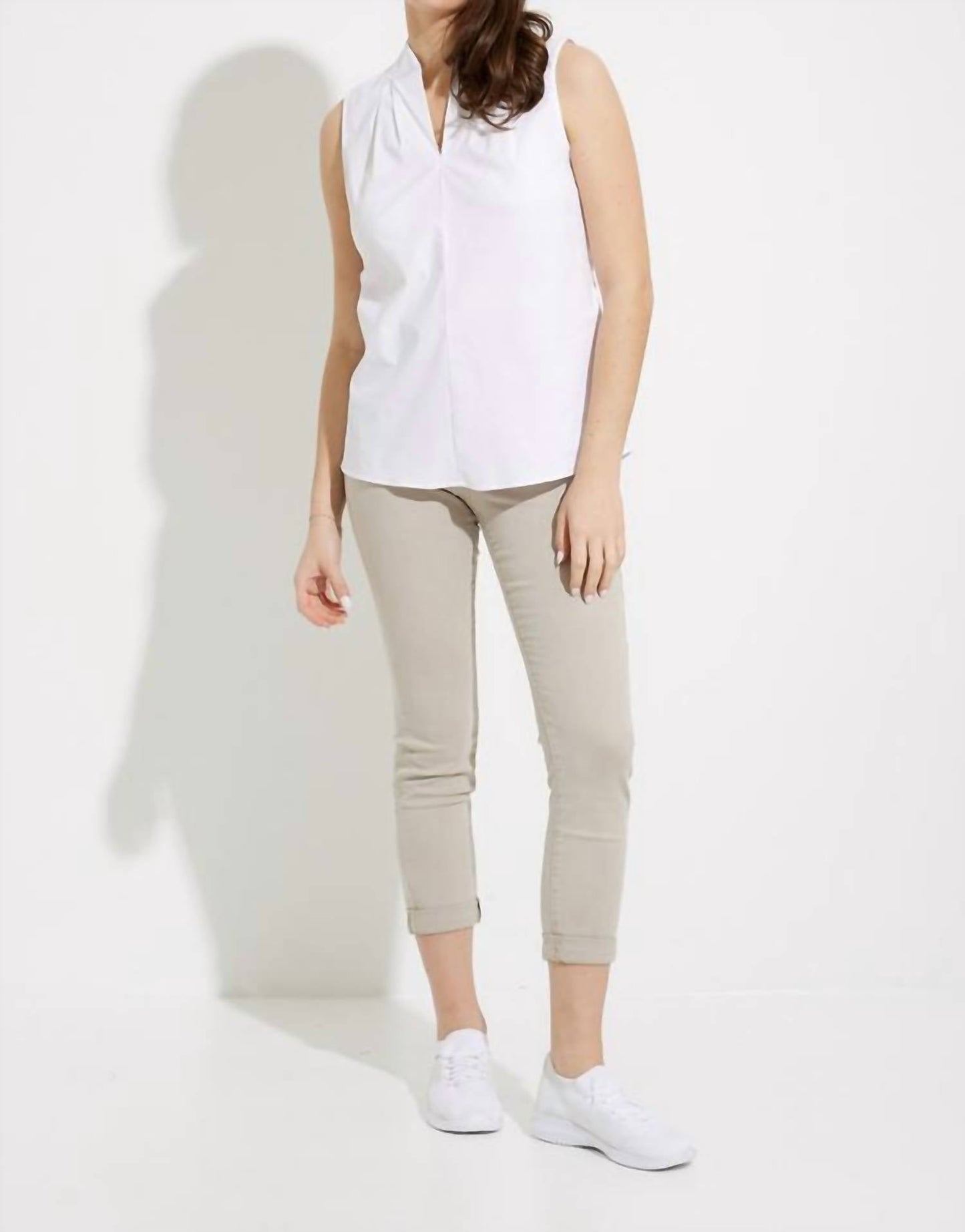 Joseph Ribkoff - Vanilla Pleated V-Neck Sleeveless Top