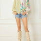 Entro - Floral Contrast Print V-Neck Blouse