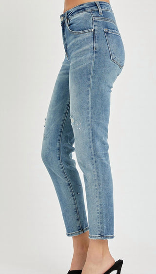 Risen - Calça Jeans Cônica de Cintura Média