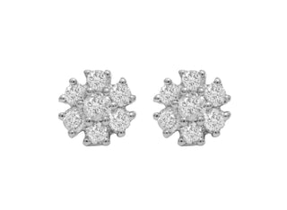 Diana M Jewels - Brincos de diamante com flor de 0,75 cts