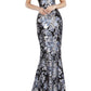 Jovani - Floral sequin off the shoulder gown