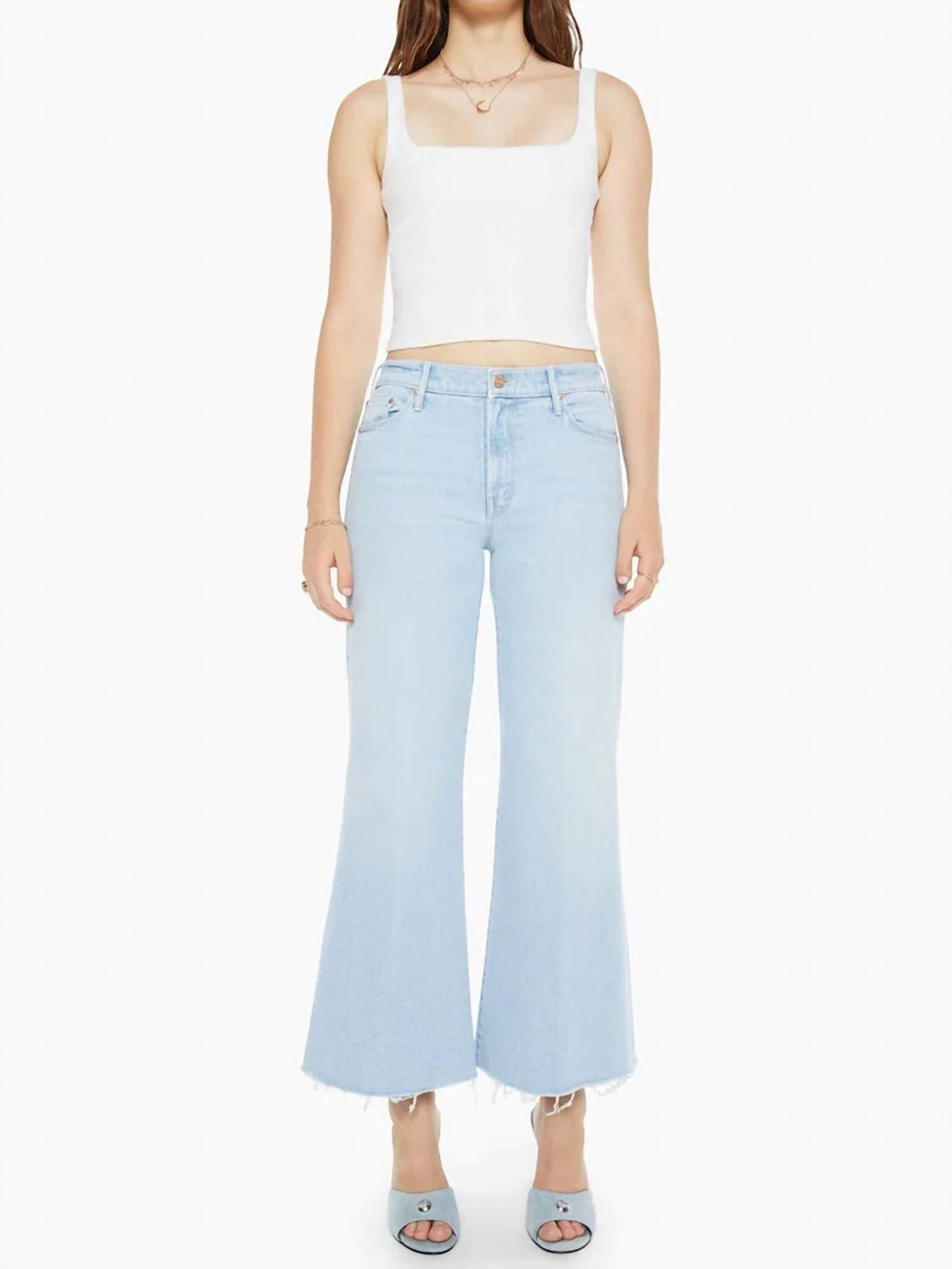 Mother - Twister Ankle Fray Flared Wide Leg Jeans