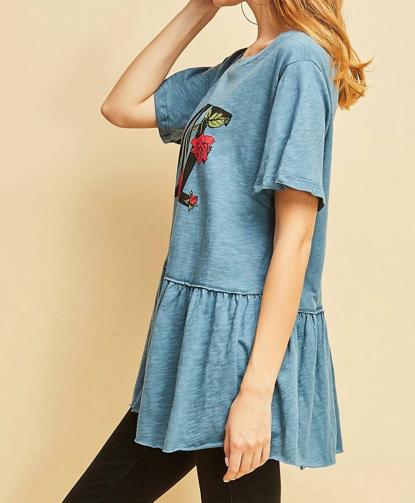 Entro - Love Graphic Peplum Top