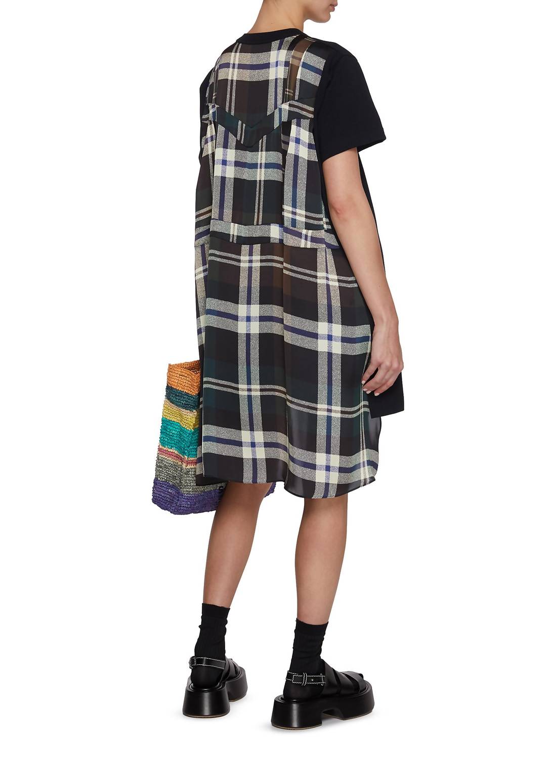 Sacai - Plaid Print Cotton Jersey Dress