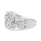 10K White Gold Ring 3/4 Cttw Round and Baguette-Cut Diamond Bypass Ring (H-I Color, I2-I3 Clarity) - Size 6