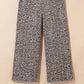 66Disco - Women's Leopard Frayed Edge Wide Leg High Waist Jeans