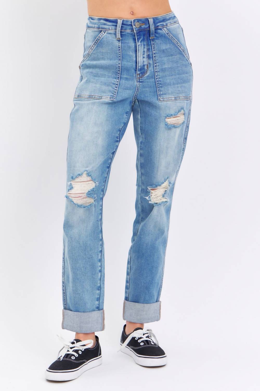 Judy Blue - High Waist Destroy Boyfriend Jeans