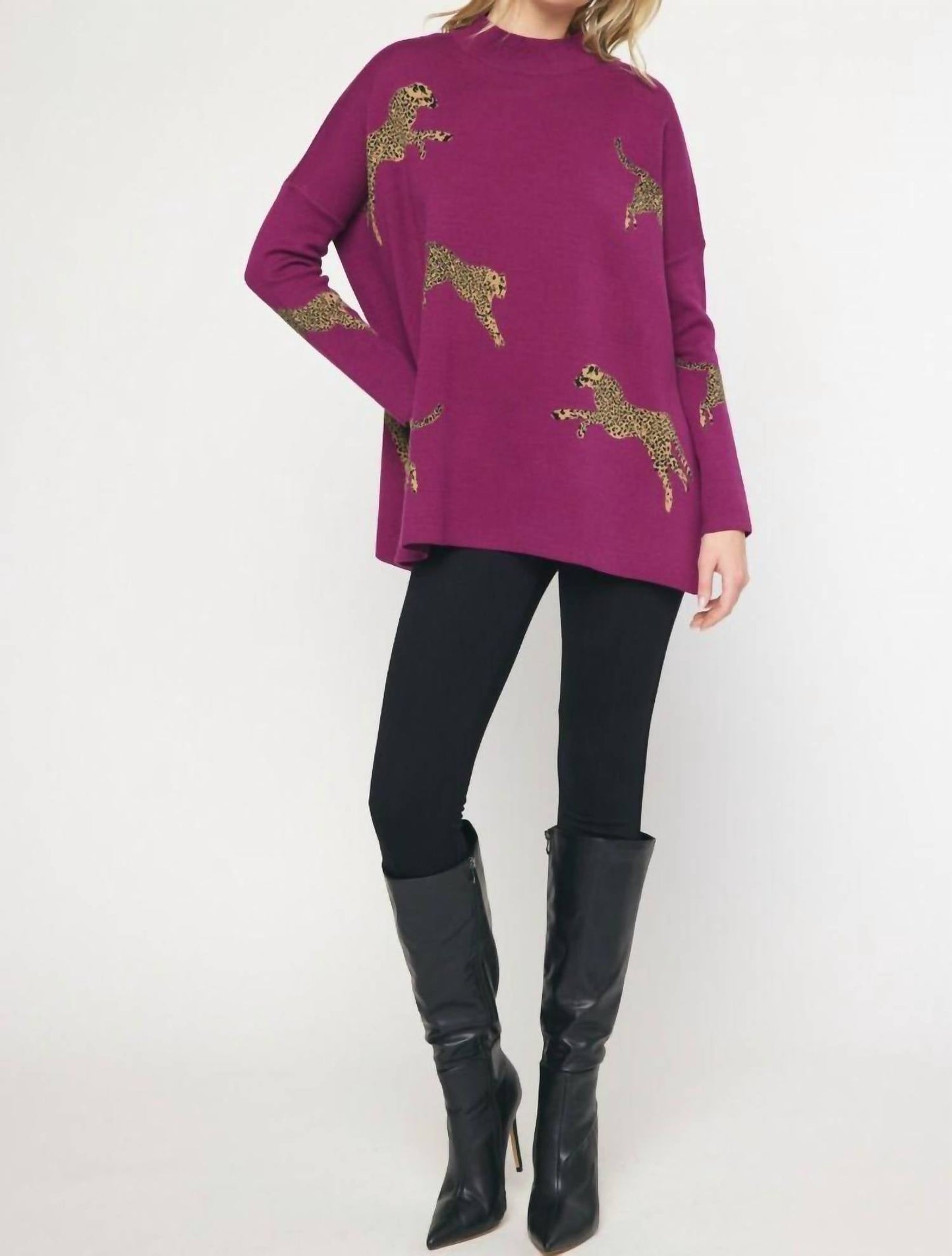 Entro - Leopard Poncho Tunic Sweater