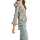 &Merci - Ruffled Shoulder Mix Knit Sweater