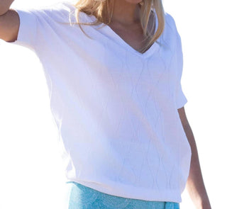 Mármore - Blusa de manga curta com decote em V