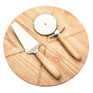 Creative Gifts International - Tábua de pizza de madeira com roda de corte e servidor
