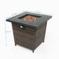 28-Inch Black Wicker Outdoor Propane Gas Fire Pit Table with Steel Top