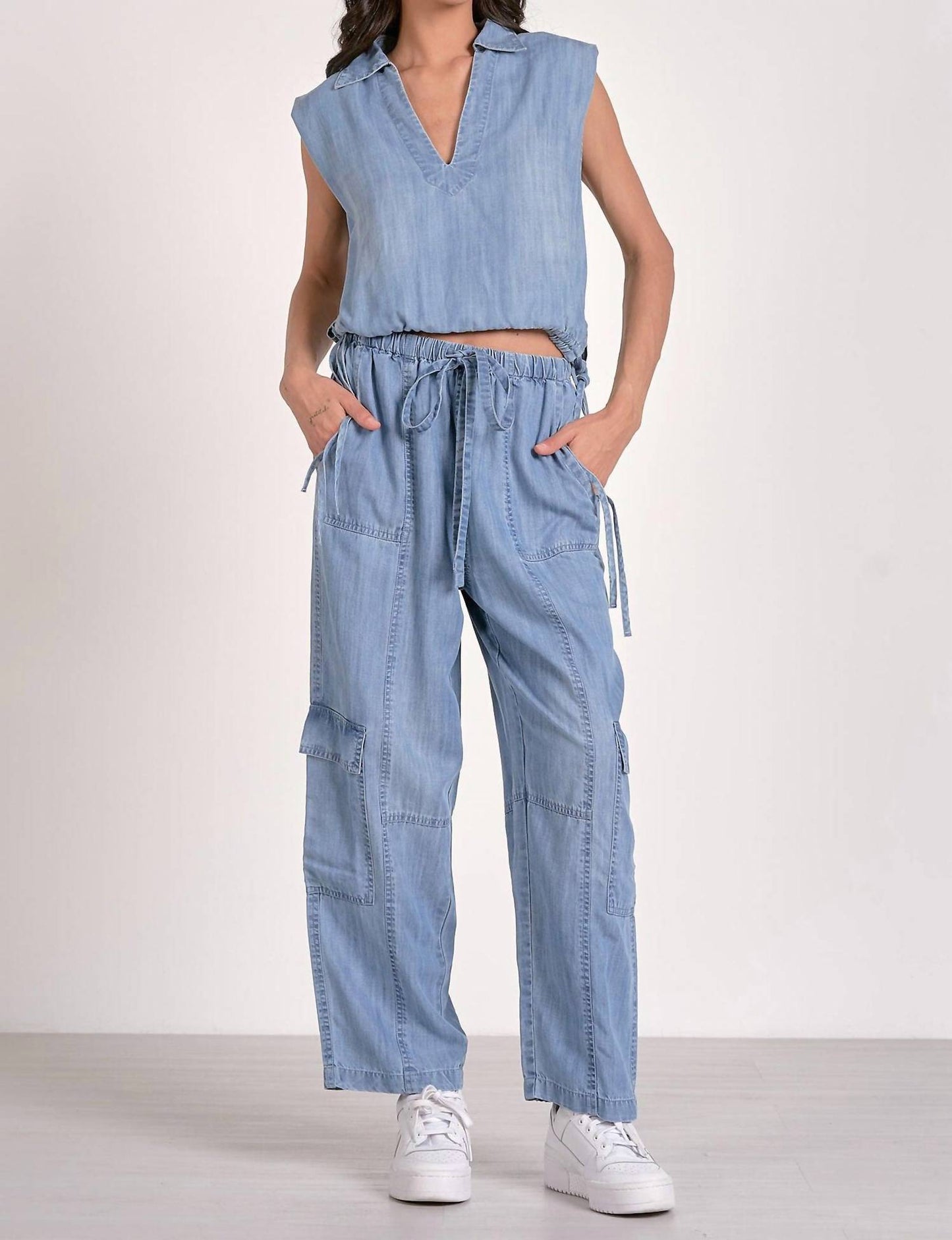 Elan - Chambray Cargo Pants