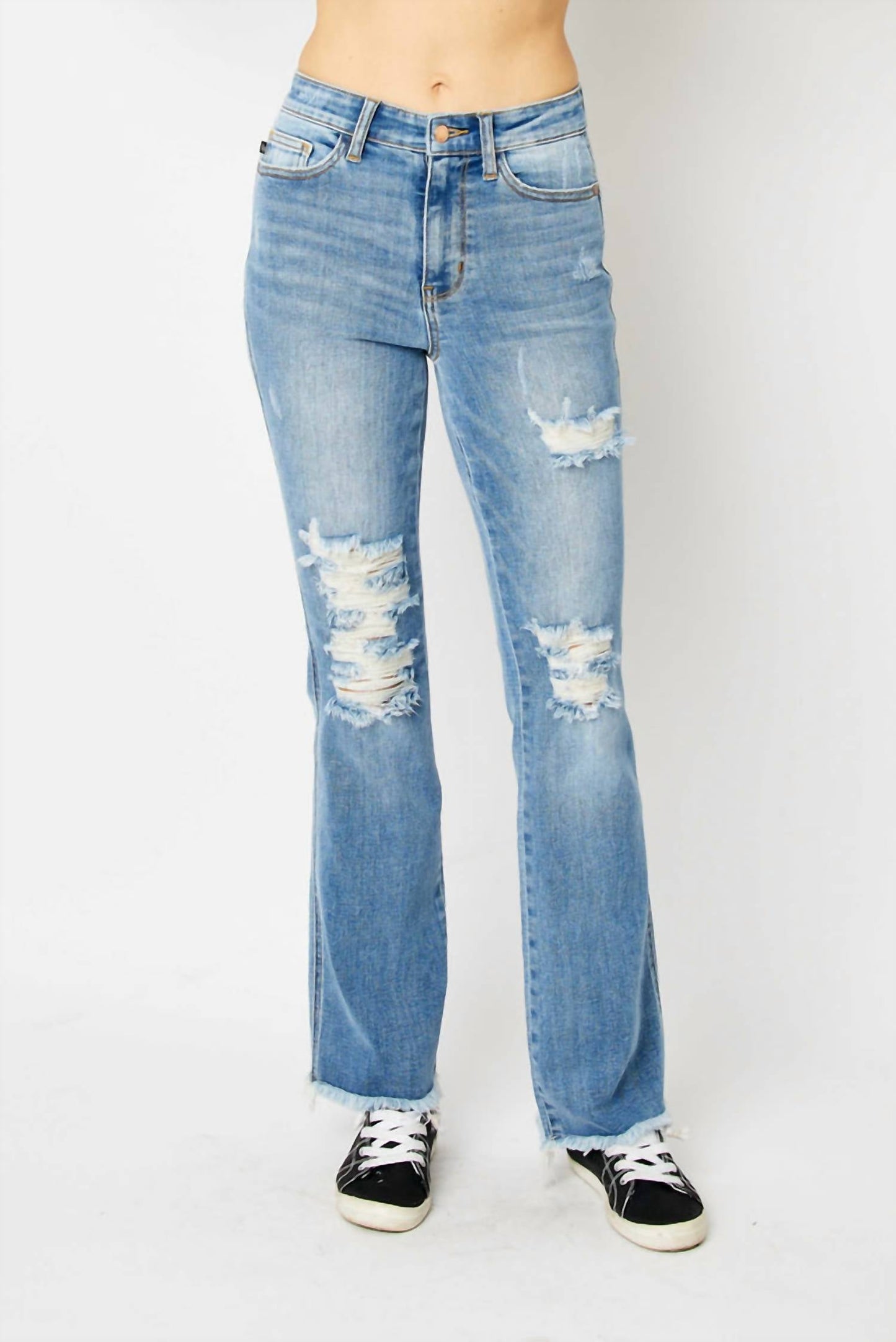 Judy Blue - High Waist Destroy Fray Hem Bootcut Jean
