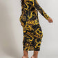 The Curve La - Plus Size Long Sleeve Midi Dress With Tie Belt