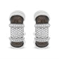 18K White Gold Flash Plated .925 Sterling Silver Clear Graphite Grey Enamel 5/8 Cttw Round Diamonds Huggie Hoop Earrings (F-G Color, VS1-VS2 Clarity)