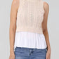 525 America - Mixed Media Cable Knit Tank Top