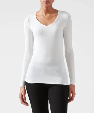 Atm - Camiseta com decote em V e nervuras micro modal