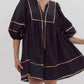 Entro - Solid Split V-neck Mini Dress