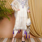 Zaalima Fashion - Striped Organza Kaftan Suit With Mirror Work And Tassel Accents
