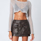 Cotton Candy La - Mid Rise Faux Leather Cargo Skirt