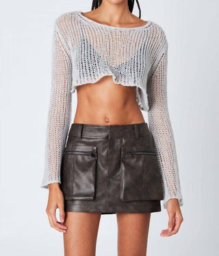 Cotton Candy La - Mid Rise Faux Leather Cargo Skirt