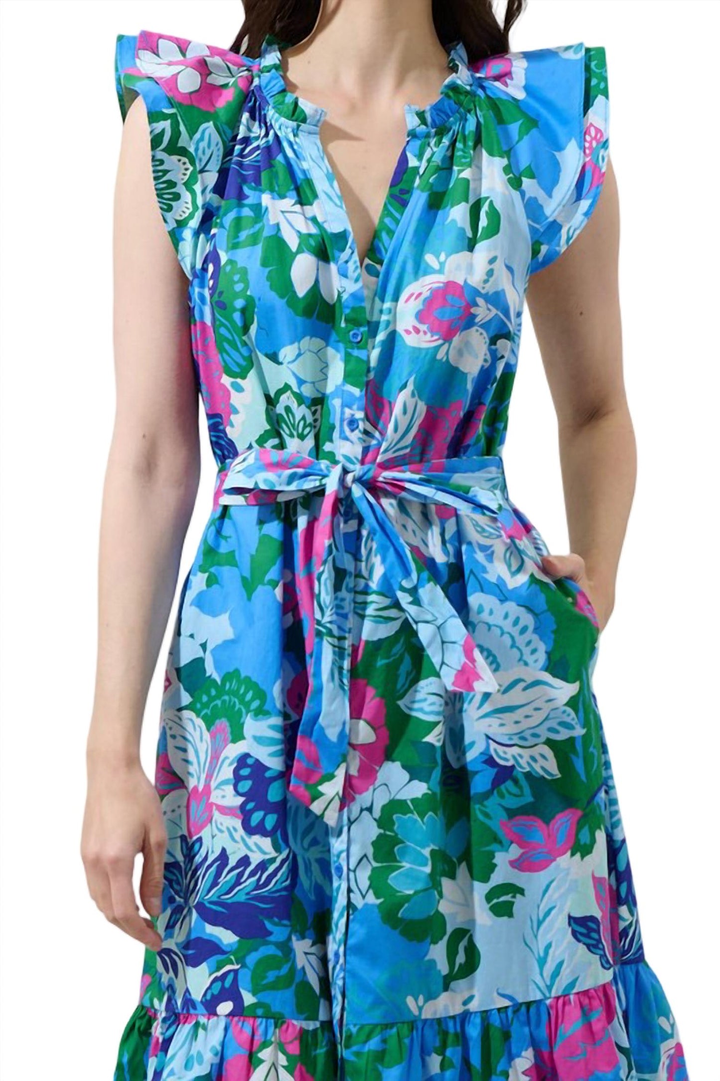 Sugarlips - Lavera Floral Button Down Midi Dress