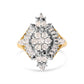 10K Yellow Gold 1 Cttw Round and Baguette cut Diamond Cluster and Rhombus Halo Ring (H-I Color, I1-I2 Clarity) - Ring Size 7