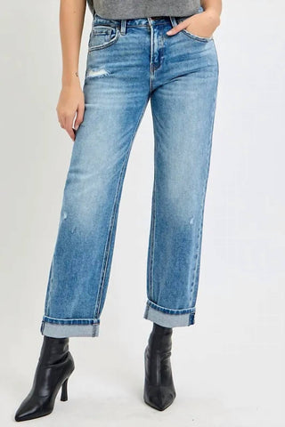 Trendsi - Women's Risen Full Size High Rise Ankle Boyfriend Distressed Jeans Plus Size