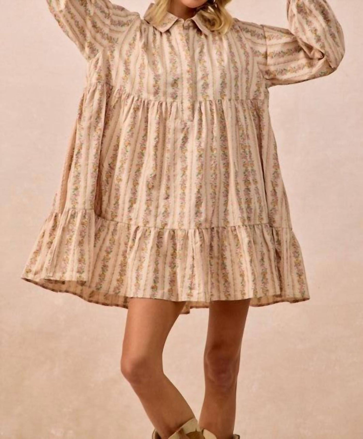 Bibi - Floral Print Buttoned Shirt Dress