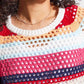 Tribal - 3/4 Tribal Sleeve Crew Neck Sweater
