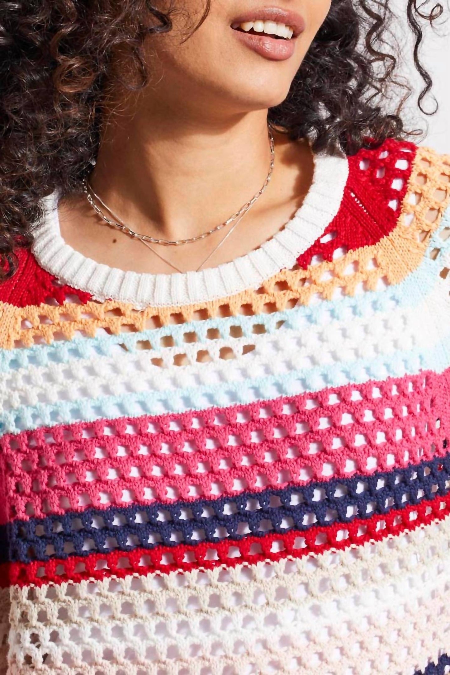 Tribal - 3/4 Tribal Sleeve Crew Neck Sweater