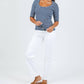 Goldie - Women's Rebecca Striped Rib Half Sleeve Top