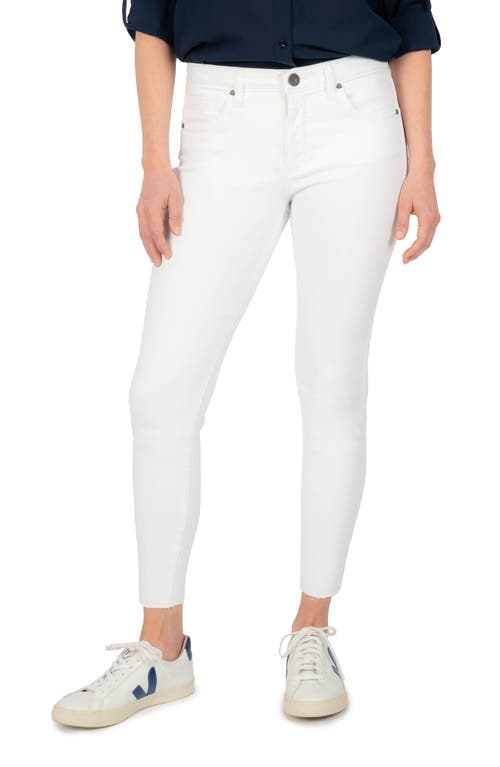 KUT from the Kloth Donna Fab Ab High Waist Raw Hem Ankle Skinny Jeans in Optic White, Size 4