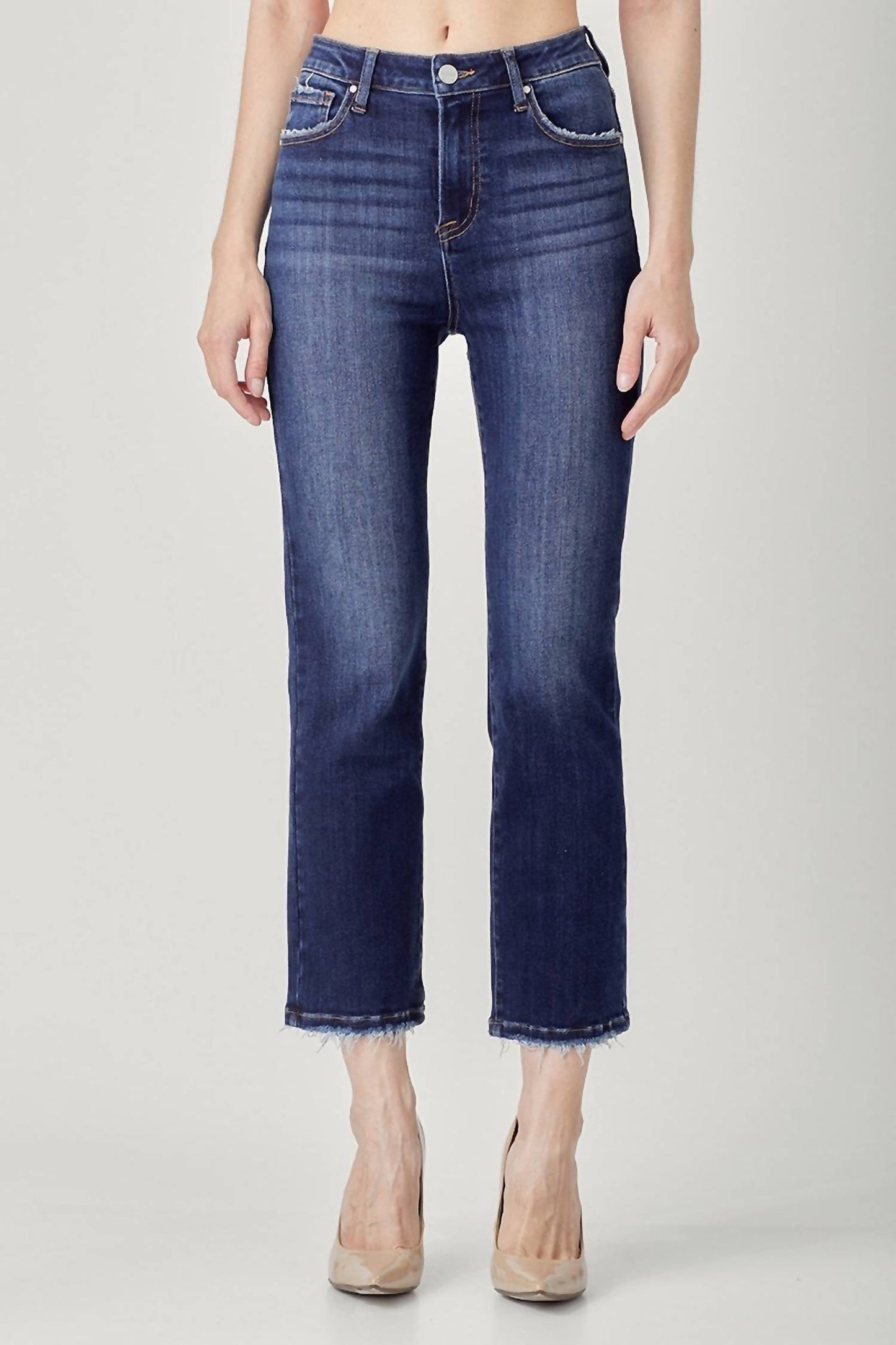 Risen - High Rise Crop Straight Jeans