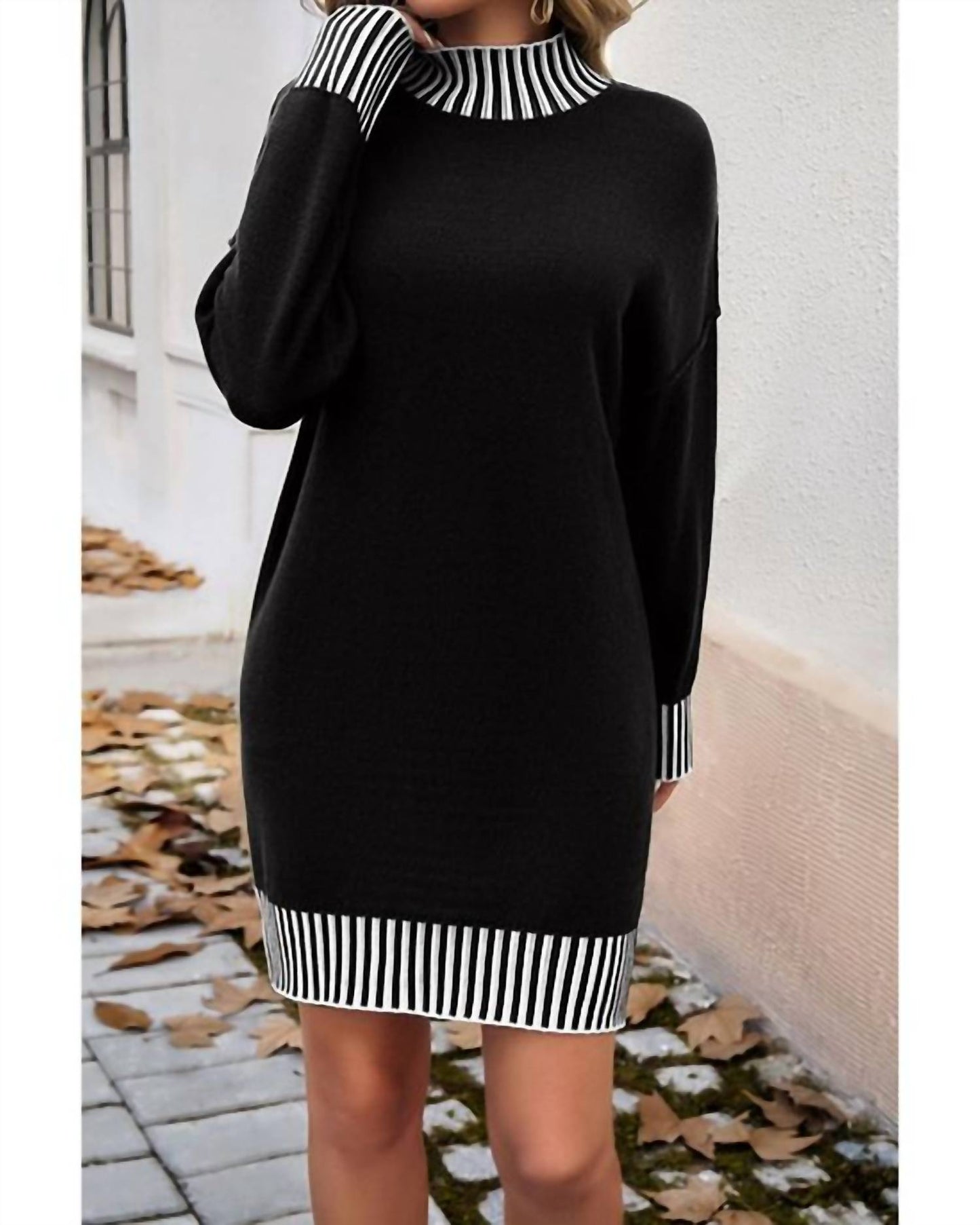 1 The Woman - Turtleneck Pullover Sweater Dress