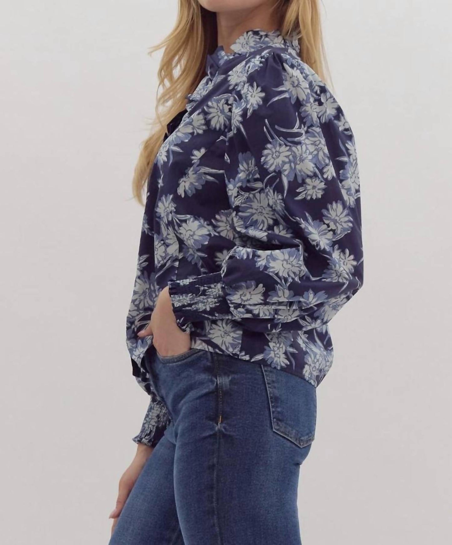 Entro - Floral Print Poplin Blouse