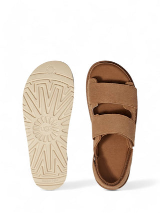 Ugg - Sandália de tira larga dourada feminina